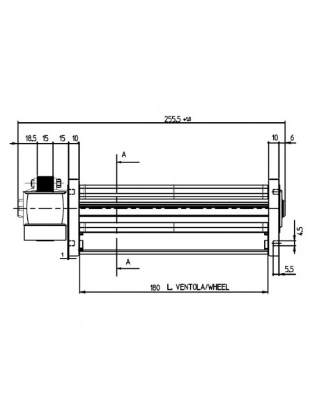 VENTILADOR TANGENCIAL ROTOR 45 mm diametro