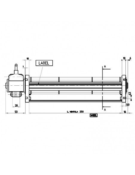 VENTILADOR TANGENCIAL ROTOR 45 mm diametro