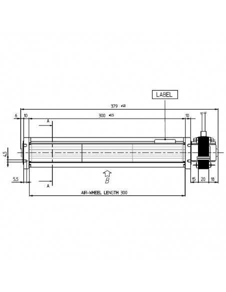 VENTILADOR TANGENCIAL ROTOR 45 mm diametro