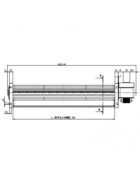 VENTILADOR TANGENCIAL ROTOR 45 mm diametro