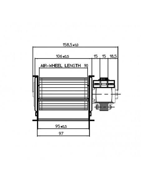 VENTILADOR TANGENCIAL ROTOR 45 mm diametro VENTILADOR TANGENCIAL ROTOR 45 mm diametro