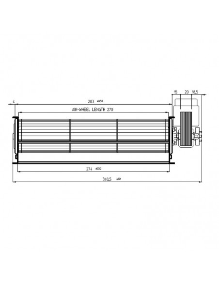 VENTILADOR TANGENCIAL ROTOR 60 mm diametro