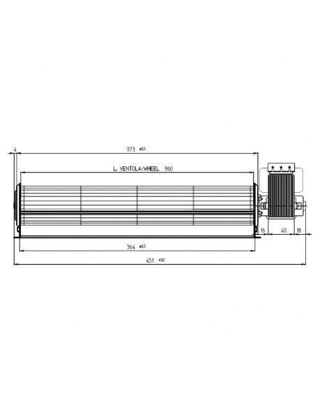 VENTILADOR TANGENCIAL ROTOR 60 mm diametro