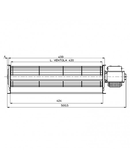 VENTILADOR TANGENCIAL ROTOR 60 mm diametro