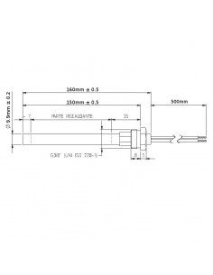 Resistencia eléctrica 280W L160mm D9,9mm (con racor) 2