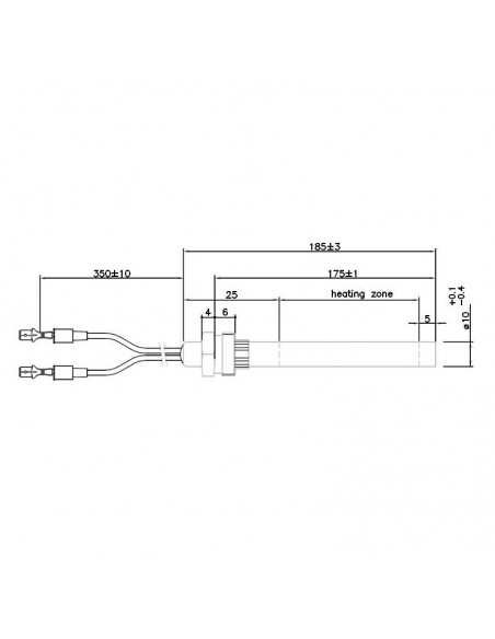 Resistencia eléctrica 350W L185mm D9,9mm