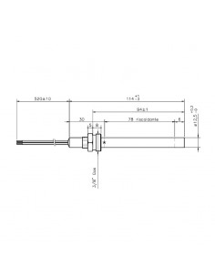 Resistencia eléctrica 250W L114mm D12,5mm (con racor) 2