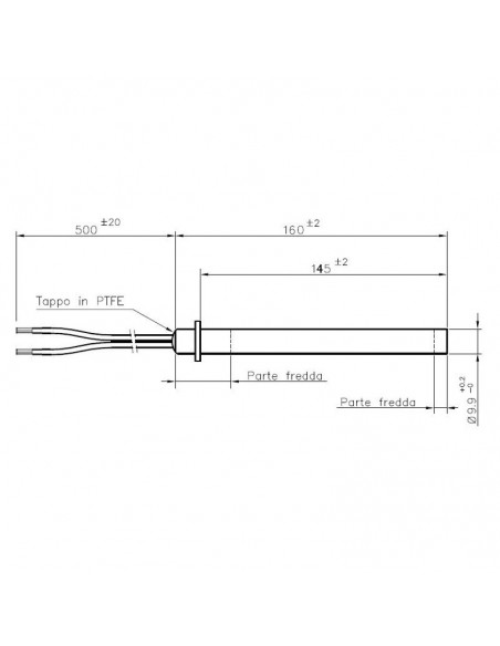 Resistencia eléctrica 250W L160mm D9,9mm
