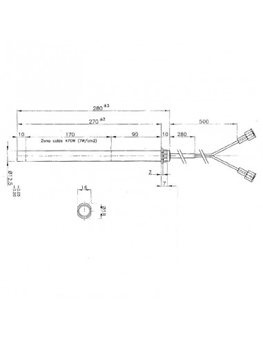 Resistencia eléctrica 470W L280mm D12,5mm