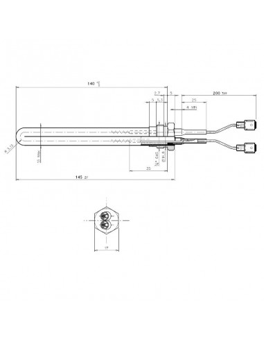 Resistencia de encendido para la ignición de etufas a pellets con con racor roscado de 3/8" GAS.