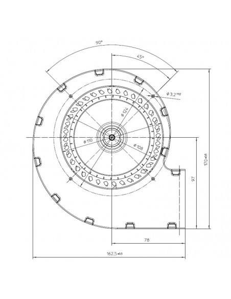 Ventilador centrífugo RLA108/4200A82-3030LH para estufas a pellets
