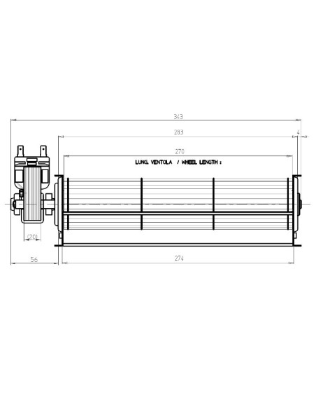 VENTILADOR TANGENCIAL 274x40 MM MOTOR IZQUIERDO