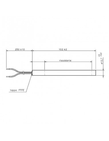 Resistencia 300 W- L101mm -diámetro 12.7mm